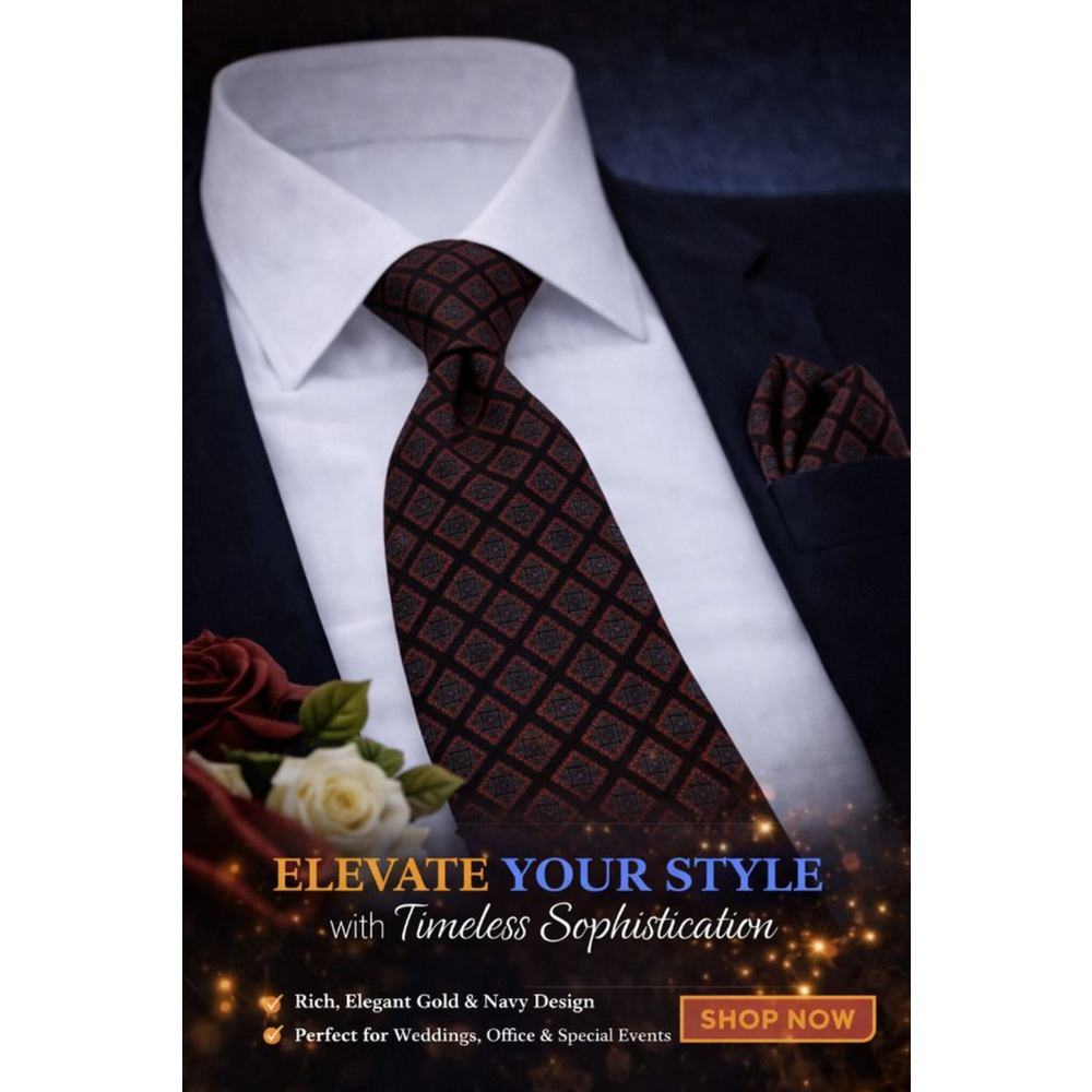 Daniel Hechter Black Red Geometric Pattern Wool Men's Tie